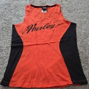 Harley-Davidson Orange and Black Sleeveless Logo Tank